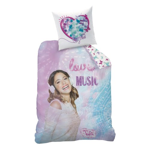 CTI 041944 Bettwäsche Disney Violetta Love, Baumwolle Linon, 135 x 200 und 80 x 80 cm von CTI