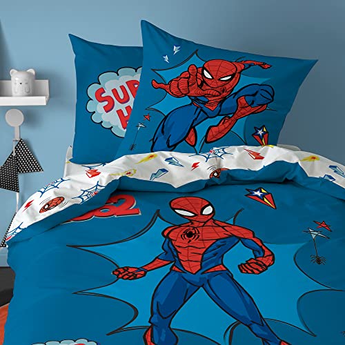 CTI Bettwäsche Bedruckt, 100 % Baumwolle, Motiv: Spiderman Home Avenger, 140 x 200 cm, Blau von CTI