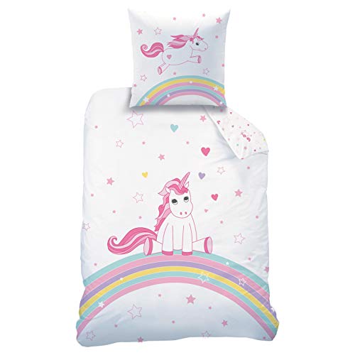 CTI Matt & Rose Flanell Bettwäsche Licorne 1 Bettbezug 135 x 200 cm + 1 Kissenbezug 80 x 80 cm von CTI