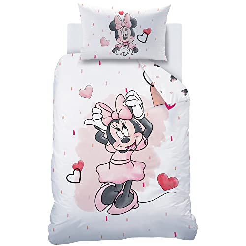 CTI Minnie Bettwäsche für Mädchen in Rosa ☆ Disney Minnie mit Schmetterling - 1 Kissenbezug 40x60 + 1 Bettbezug 100x135 cm von CTI