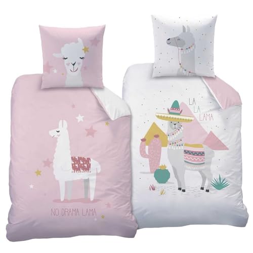 CTI Lama Wende-Bettwäsche 135x200 2-teiliges Set 100% Baumwolle mit Reißverschluss Alpaka Lama Queen Rosa CTI Lama Wende-Bettwäsche 135x200 2-teiliges Set 100% Baumwolle mit Reißverschluss Alpaka Lama Queen Rosa von CTI