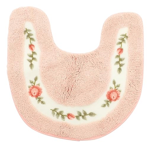 CTIRCHIU 1 Stück U Form Toilettenmatte rutschfest Rosa Weiche Badezimmermatte für Fußkomfort Geeignet für Toiletten Pflegeleicht Atmungsaktiv für Senioren und Familien von CTIRCHIU