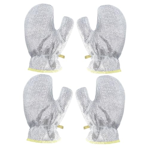 CTIRCHIU 2 Paare Wiederverwendbare Geschirrspülhandschuhe aus Stahlwolle Nicht Kratzende Reinigungshandschuhe mit Ergonomischem Design für Küchenreinigung Silber von CTIRCHIU