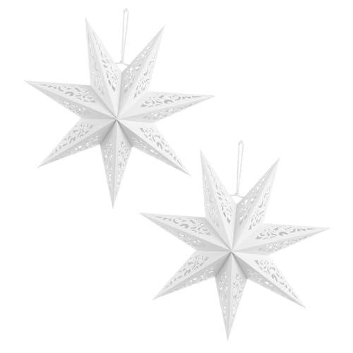 CTIRCHIU 2 Stück Hohle Stern Papier Lampenschirm Leichter Faltbarer Lampenüberzug mit Romantischem Design für Tischlampen Nachttisch Vielseitige Hängedekoration von CTIRCHIU