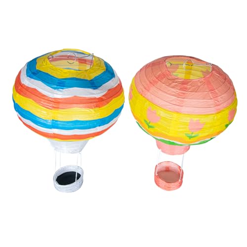 CTIRCHIU 2 Stück Papierlaternen Heißluftballon Dekoration Party Hängend Bunte Muster Vielseitig für Garten Fenster Decke Kreative Geburtstags und Festtagsdeko von CTIRCHIU