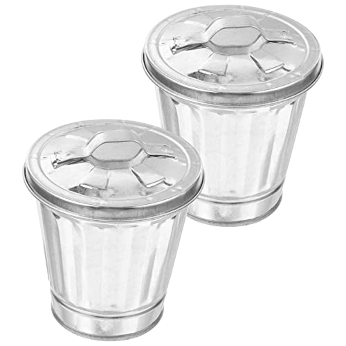 CTIRCHIU 2Stücke Galvanisierte Mülleimer mit Deckel Kompakter Desktop Müllbehälter für Büro Küche und Zuhause zur Abfallaufbewahrung und Geruchsvermeidung von CTIRCHIU