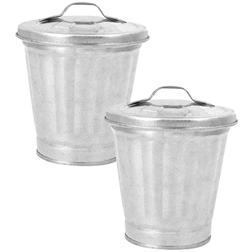 CTIRCHIU 2Stücke Kleine Mülleimer mit Deckel Multifunktionale Aufbewahrungseimer als Tischmülleimer Blumentopf oder Stifthalter für Büro und Zuhause von CTIRCHIU