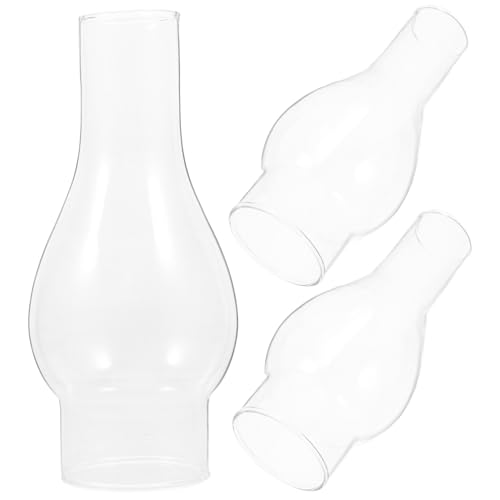 CTIRCHIU 3 Stück Teiliges Klarer Glas lampenschirme für Petroleum öllampen Winddichter Ersatz glaskamin für Kleine Kerosinlampen Vintage Windschutz für Outdoor und Tischlampen Einfache von CTIRCHIU
