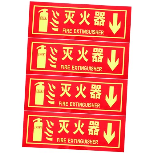 CTIRCHIU 4 Stück Teiliges Selbstklebendes Nachleuchtendes Feuerlöscher Schild aus PVC für Büro und Restaurant Robust Installieren Langlebig Auffälliges Brandschutzzeichen zur Sicheren von CTIRCHIU