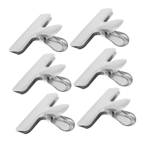 CTIRCHIU 6 Stück Edelstahl Bag Clips für Lebensmittelbeutel Leichter Tragbarer Verschlussclip mit Klemmkraft Praktisches Versiegeln und Schutz vor Feuchtigkeit für Küche und Unterwegs von CTIRCHIU