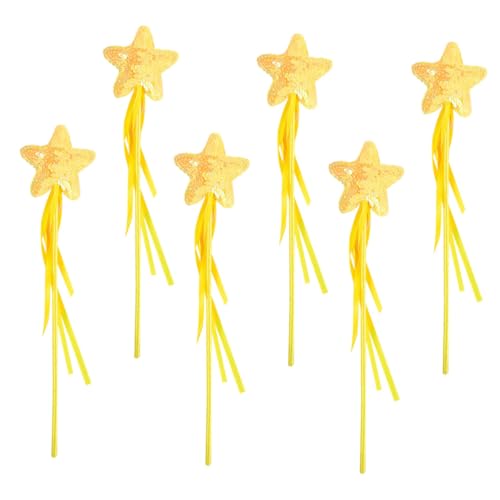CTIRCHIU 6 Stück Gelbe Stern Glitzer für Mädchen Funkelnde Fee Performance Requisiten Kreative Party Mitgebsel für Kindergeburtstag und Bühnenauftritte von CTIRCHIU