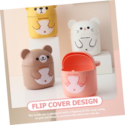 CTIRCHIU Kleiner Tischmülleimer mit Deckel Kompakter Desktop abfalleimer für Büro Schlafzimmer Wohnzimmer Platzsparender Geruchsdichter Tisch abfallbehälter in Rosa von CTIRCHIU