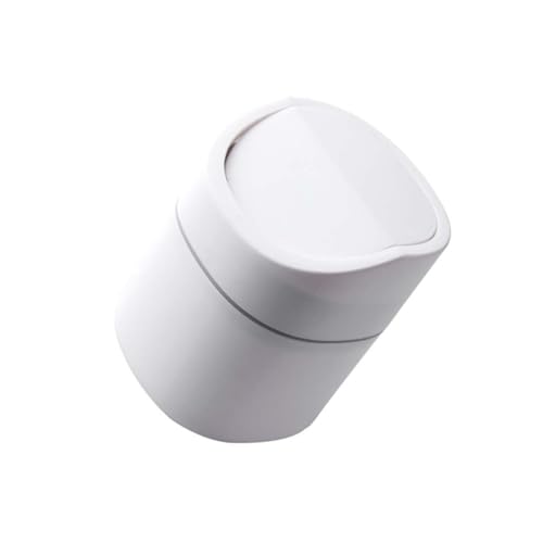 CTIRCHIU Mini Desktop Mülleimer mit Druckverschluss Weiß Kompakter Abfallbehälter für Büro Küche Bad und Auto Leicht zu Tragen Rostfrei und Vielseitig Einsetzbar von CTIRCHIU