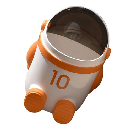 CTIRCHIU Mülleimer mit Deckel Cartoon design Spaceman Stabiler Kunststoff Abfalleimer für Küche Bad Schlafzimmer Praktischer Haushalt Papierkorb mit Deckel Moderner Müllbehälter in Orange von CTIRCHIU
