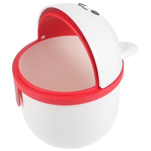 CTIRCHIU Kleiner Cartoon Mülleimer mit Deckel aus PP Material Desktop Abfallbehälter für Büro und Zuhause Druckknopfverschluss Niedliches Design Platzsparend von CTIRCHIU