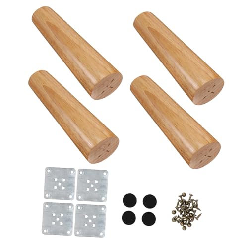 CTIRCHIU Nordic Stil Tischbeine Gummiholz Oblique Konische Möbelfüße mit Montagesatz für Sofa Schrank Tisch und DIY Möbelprojekte Strapazierfähig und Pflegeleicht von CTIRCHIU