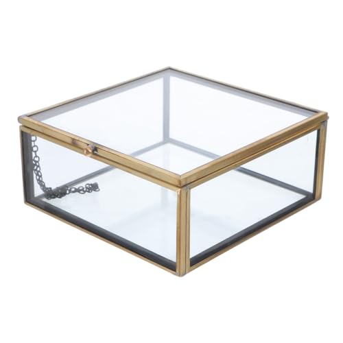 CTIRCHIU Vintage Glas Schmuckbox mit Robustem Legierungsrahmen Transparenter Aufbewahrungsbox für Schmuck und Kosmetik Dekorativer Organizer mit Geräumigem Innenraum Staubgeschützt von CTIRCHIU