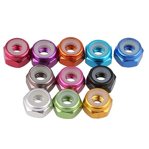 CTLH20 10 Stück Aluminium-Kontermuttern M2 M3 M4 M5 M6 Eloxiertes buntes Aluminium-Sechskant-Nyloneinsatz-Kontermutter Selbstsichernde Kontermutter-M6-Schwarz von CTLH20