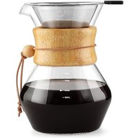 Ctlite - Pour Over Kaffeebereiter mit doppelschichtigem Edelstahlfilter, 800 ml Kaffee-Tropfer Brauer, Borosilikatglas, Kaffeekaraffe, Holzkragen von CTLITE