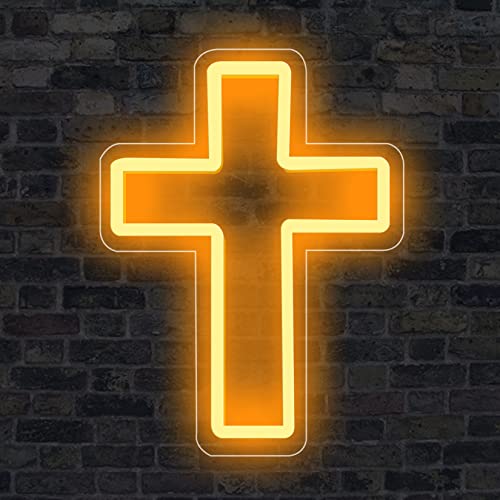 Jesus-Kreuz-Neonschild, LED-Schilder, Kreuz-Dekor-Lampe, Licht, Neon-Kreuz-Schild für Wand, Schlafzimmer, christliche Dekoration, religiöses Zimmer, Kinderzimmer (Orange) von CTLNEON