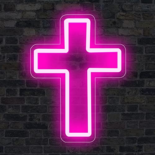 CTLNEON Jesus-Kreuz-Neonschild, LED-Schilder, Kreuz-Dekor-Lampe, Licht, Neon-Kreuz-Schild für Wand, Schlafzimmer, christliche Dekoration, religiöses Zimmer, Kinderzimmer (Rosa) von CTLNEON