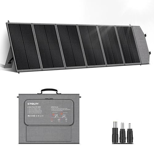 Ctolity Solarpanel Faltbar 200W, Solar Panel 20.5V, 23% Hohe Wirkungsgrad mit Multi-Aus und 3 Meter Solarmodule, Tragbares Solartasche für Camping, Outdoor, Powerstation, Garten, Wohnmobil usw von CTOLITY