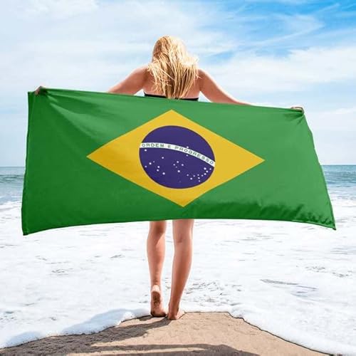 CTQTZ Brasilien-Flagge Strandtuch & Badetuch 90x180cm Mikrofaser Strand-Handtuch & Bade-Handtuch von CTQTZ