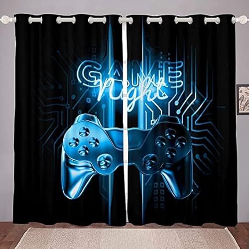 CTQTZ Gamer Verdunkelungsvorhang Blickdicht Gaming Vorhang Kinder Gamer Videospiele Vorhang Set Blickdichter Vorhänge Mit Ösen 200x214 cm (BreitexHöhe) 2er Set Gardinen für Dekoration Kinderzimmer von CTQTZ