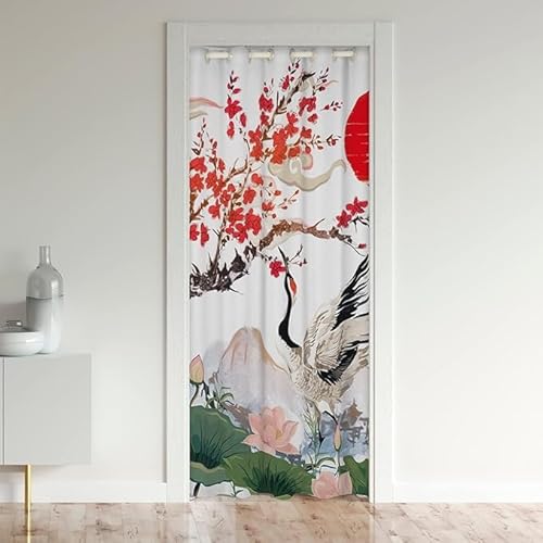 CTQTZ Japanische Kirschblüten Türvorhang, 106x203cm(BxH) Türvorhang Blickdicht mit Ösen Japanese Ukiyo-e Blackout Vorhang mit Ösen für Schlafzimmer Tür Schrank Vorhang von CTQTZ