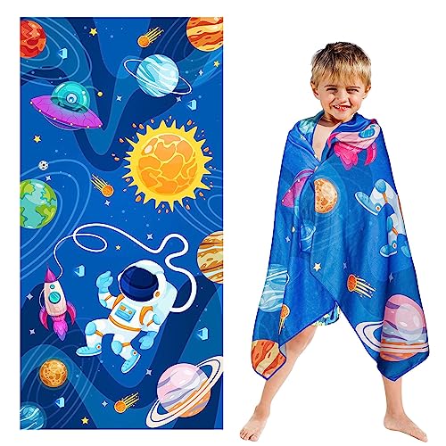 CTQTZ Kind Karikatur Astronaut Weltraum Strandtuch & Badetuch 90x180cm Mikrofaser Strand-Handtuch & Bade-Handtuch von CTQTZ