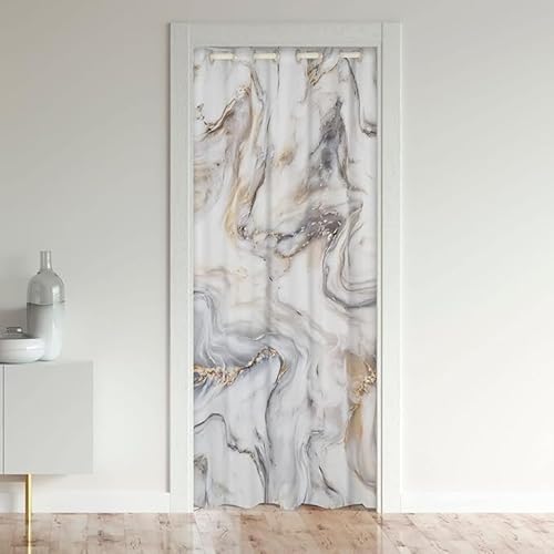 CTQTZ Marmor Türvorhang, 106x203cm(BxH) Türvorhang Blickdicht mit Ösen Milchig Blackout Vorhang mit Ösen für Schlafzimmer Tür Schrank Vorhang von CTQTZ