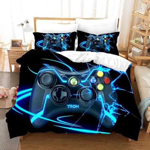 CTQTZ Modern Gamer Dekorative Bettwäsche-Set für Kinder 135x200 Gamepad Kinder bettwäsche Bettbezug und Kissenbezug 80x80cm Videospiel Gamepad Game Controller Bettbezug mit 1 Kissenbezug von CTQTZ