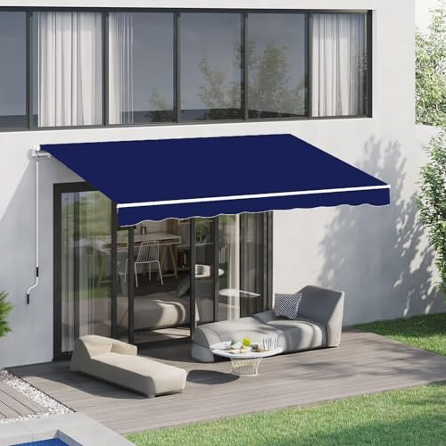 CTREVL Gelenkarmmarkise Markise mit Handkurbel, Balkon Markise Anti-UV und Wasserfest Winddicht Erfordert Montage inkl. Wandhalterung für Terrasse Balkon Garten Laden(Blau,5x3m) von CTREVL