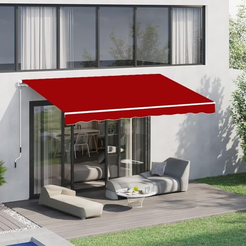 CTREVL Gelenkarmmarkise Markise mit Handkurbel, Balkon Markise Anti-UV und Wasserfest Winddicht Erfordert Montage inkl. Wandhalterung für Terrasse Balkon Garten Laden(Rot,3x2.5m) von CTREVL