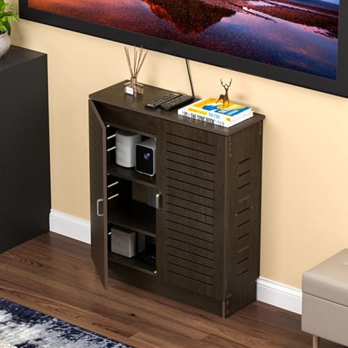 CTREVL Großer WLAN-Router Aufbewahrungsschrank Schrank zum Verstecken von Router und Modem mit Verstellbaren Regalen WLAN-Speicherschrank für Zuhause Büro und Wohnzimmer(Braun,60x30x80cm) von CTREVL