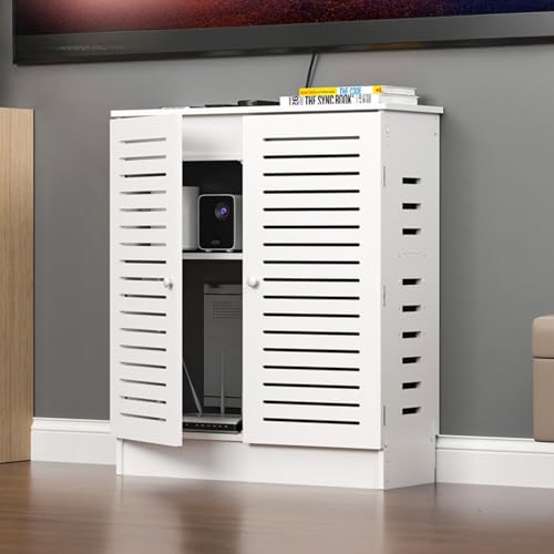 CTREVL Großer WLAN-Router Aufbewahrungsschrank Schrank zum Verstecken von Router und Modem mit Verstellbaren Regalen WLAN-Speicherschrank für Zuhause Büro und Wohnzimmer(Weiß,50x30x70cm) von CTREVL