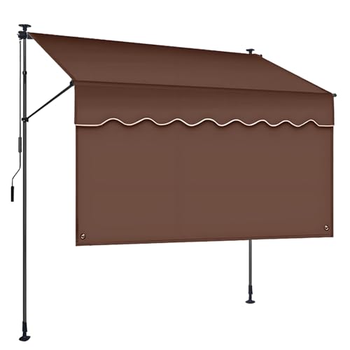 CTREVL Markisen Sonnenschutz Balkon Ohne Bohren mit Sichtschutzvorhang, Klemmmarkise mit Handkurbel Balkon UV-beständig Sonnenschutz wasserabweisend, einfache Montage für Terrasse Balkon Garten Laden( von CTREVL