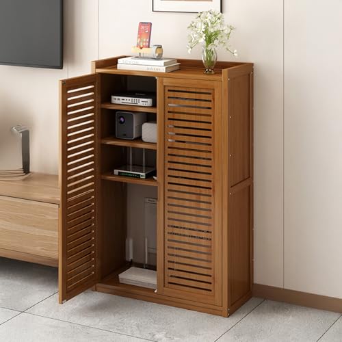 CTREVL Moderner WLAN-Router Aufbewahrungsschrank, Router Schrank Bambus, Verstellbaren Regalen und Doppellagigem Router-Organizer für Bad Wohnzimmer und Büro(59x25x97cm) von CTREVL
