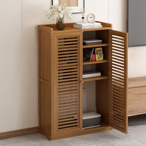 CTREVL WLAN-Router Aufbewahrungsschrank, Bodenstehende Router Schrank mit Verstellbarem Regal, Steckdosen- und Kabelmanagement-Organizer für Zuhause Büro Wohnzimmer und Schlafzimmer(Braun,59x25x97cm) von CTREVL