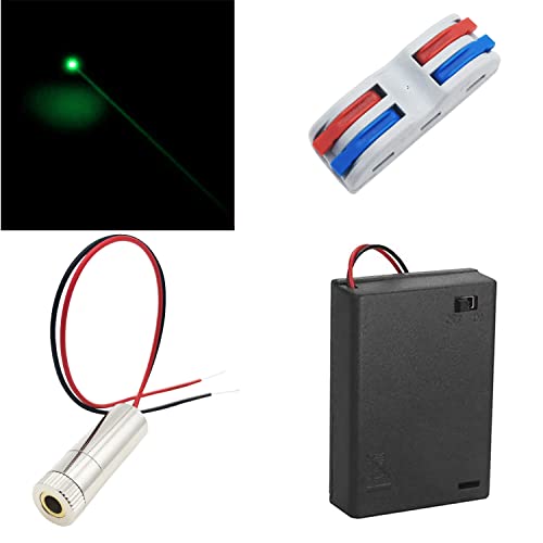 CTRICALVER 1 Pcs 520nm 3-5V Grün Laser-Dot-Modul-Diode mit Fahrer-Kunststoff-Objektiv + 1 pcs AA Batteriehalter + 1 pcs Reihenklemmen (Form der Lichtquelle: Punkt) von CTRICALVER