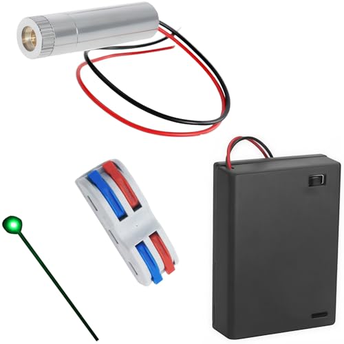 CTRICALVER 1 Pcs 520nm 3-5V Grün Laser-Dot-Modul-Diode mit Fahrer-Kunststoff-Objektiv + 1 pcs AA Batteriehalter + 1 pcs Reihenklemmen (Form der Lichtquelle: Punkt) von CTRICALVER