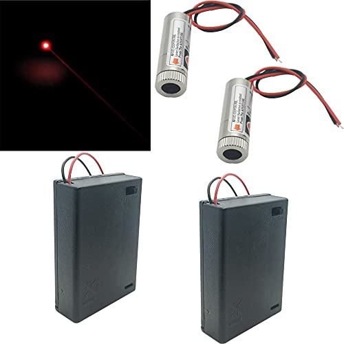 CTRICALVER 2 Stück teiliges rundes Laser 650nm fokussierbares Lasermodul Runder Laserfokus einstellbarer Laser runder roter 3-5V mit Kunststofflinse + 2pcs AA Batteriehalter von CTRICALVER