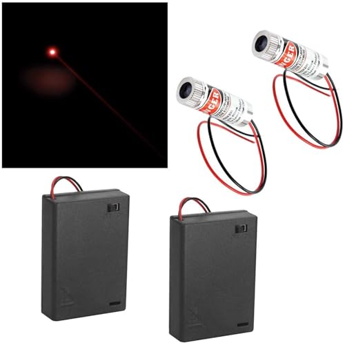 CTRICALVER 2 Stück teiliges rundes Laser 650nm fokussierbares Lasermodul Runder Laserfokus einstellbarer Laser runder roter 3-5V mit Kunststofflinse + 2pcs AA Batteriehalter von CTRICALVER