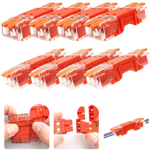 CTRICALVER 2-Wege-Anschlussklemmenblock-Set, Hebelverbinder zum Verbinden, Klemmenblock mit Steckern und Buchsen, 24 A, 450 V, 8 Sets von CTRICALVER