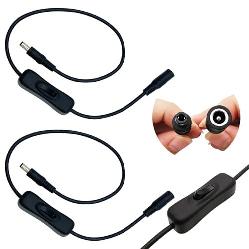 CTRICALVER 2Stück DC Hohlstecker Schalter, 5,5 x 2,5 mm DC schalterleitung für Lichtleisten, Tischlampen und andere Gleichstromanschlüsse von CTRICALVER