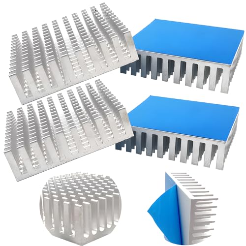 CTRICALVER 4 Stück Aluminium Kühlrippen Kühler-Set (Silber), mit Thermoklebeband, 40 * 40 * 11mm, für Computerhosts, 3D-Drucker usw von CTRICALVER