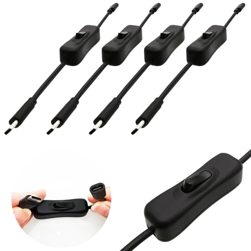 CTRICALVER Typ-C-Schalter, 4er-Pack 20 cm Typ-C-Netzschalter-Verlängerungskabel, geeignet zum Anschließen von Laptops, Festplatten, Mobiltelefonen, USB-Sticks zur Datenübertragung von CTRICALVER