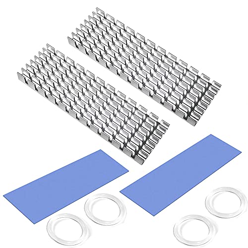 CTRICALVER Aluminium Kühlkörper, M.2 SSD-Kühlkörper mit wärmeleitender Klebefolie gegen thermisches Durchgehen Kühlkörper-CPU-IC-Chip-Leiterplatte, für LED-Verstärker (2 Stück, Silber) von CTRICALVER