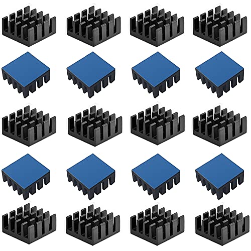 CTRICALVER Aluminium-Kühlkörper, Schwarze Kühlkörper Thermo-Klebepad Kühler, für 3D-Drucker (20pcs) von CTRICALVER