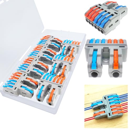 CTRICALVER Hebelverbinder, Klemmenblock zum Verbinden mit Schraubmontage, Steckleiter-Set, 2 Eingänge, 6 Ausgänge, 7 Stück von CTRICALVER